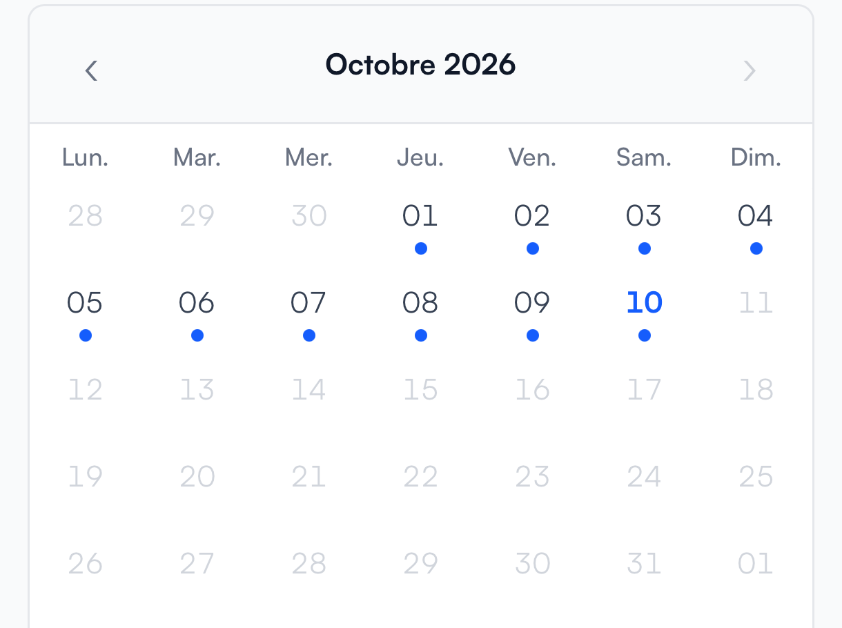 Calendrier des bons de livraison récents